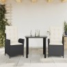 Ensemble à manger de jardin avec coussins 3 pcs Noir 508440508440