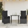 Ensemble à manger de jardin avec coussins 3 pcs Noir 508441508441
