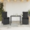 Ensemble à manger de jardin avec coussins 3 pcs Noir 508443508443