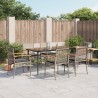 Ensemble à manger de jardin et coussins 7 pcs gris rotin 508445508445