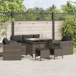 Salon de jardin 6 pcs avec coussins gris résine tressée 508455508455