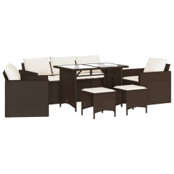 Salon de jardin avec coussins 6 pcs marron résine tressée 508456508456