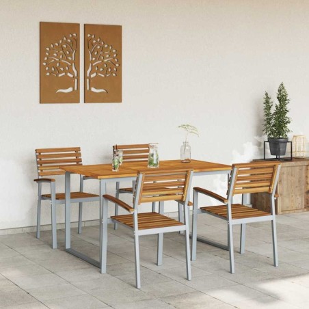 Ensemble de salle à manger pour jardin 5 pcs Gris 508472508472