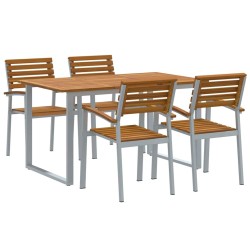 Ensemble de salle à manger pour jardin 5 pcs Gris 508472508472