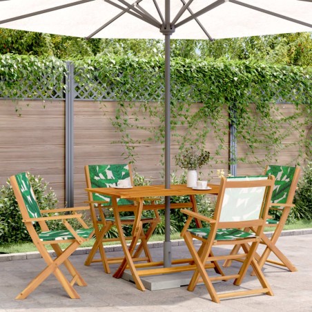 Ensemble à manger de jardin 5 pcs motif de feuilles tissu bois 508513508513