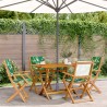 Ensemble à manger de jardin 5 pcs motif de feuilles tissu bois 508513508513