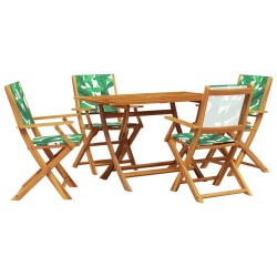 Ensemble à manger de jardin 5 pcs motif de feuilles tissu bois 508513508513