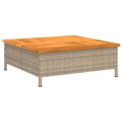 Table de jardin beige 70x70x25 cm résine tressée et bois acacia 508523508523