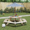 Table de pique-nique pour 6 enfants avec parasol hexagone sapin 508526508526