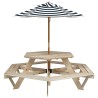 Table de pique-nique pour 6 enfants avec parasol hexagone sapin 508526508526