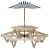 Table de pique-nique pour 6 enfants avec parasol hexagone sapin 508526508526