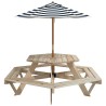 Table de pique-nique pour 6 enfants avec parasol hexagone sapin 508526508526
