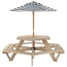 Table de pique-nique pour 6 enfants avec parasol hexagone sapin 508526508526