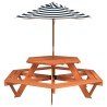 Table de pique-nique pour 6 enfants avec parasol hexagone sapin 508528508528