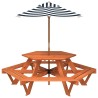 Table de pique-nique pour 6 enfants avec parasol hexagone sapin 508528508528