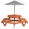 Table de pique-nique pour 6 enfants avec parasol hexagone sapin 508528508528