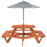 Table de pique-nique pour 6 enfants avec parasol hexagone sapin 508528508528