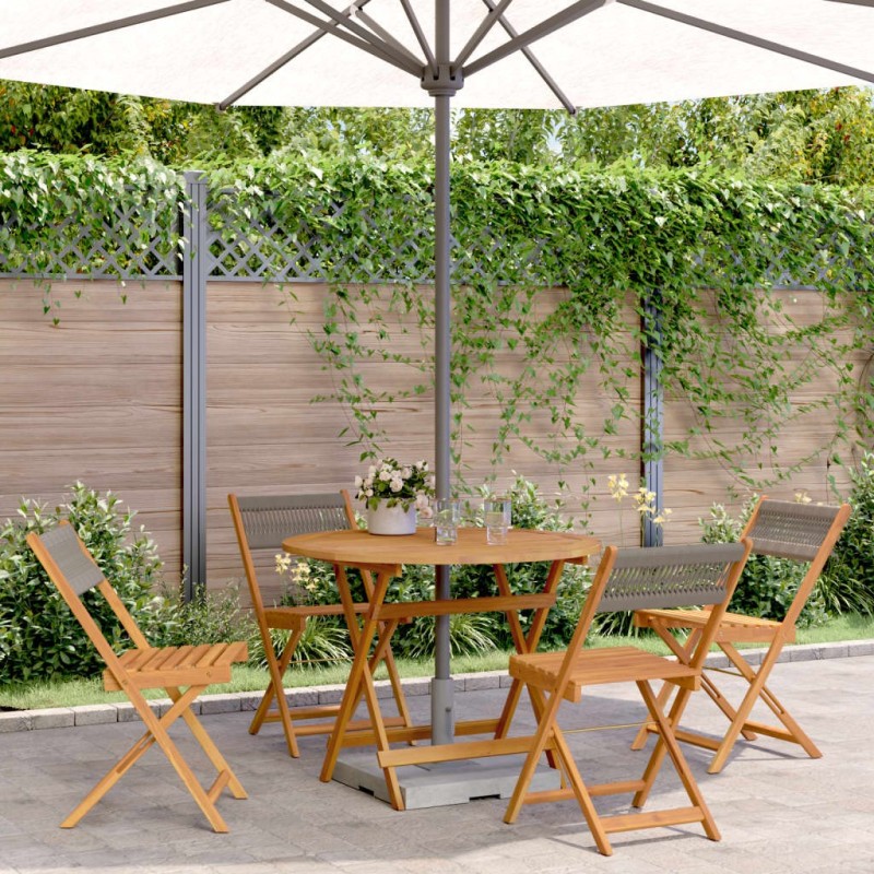 Ensemble à manger de jardin 5pcs gris polypropylène bois massif 508529508529