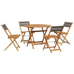 Ensemble à manger de jardin 5pcs gris polypropylène bois massif 508529508529