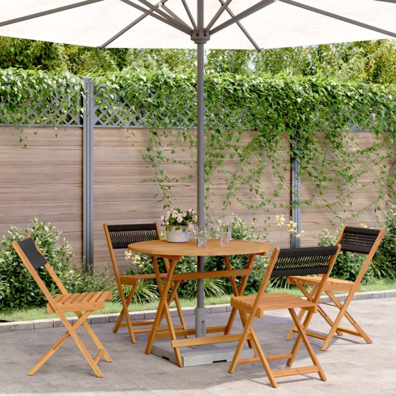 Ensemble à manger de jardin 5pcs noir polypropylène bois massif 508535508535