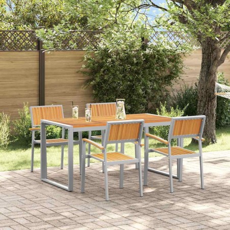 Ensemble de salle à manger pour jardin 5 pcs Gris 508539508539