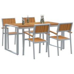 Ensemble de salle à manger pour jardin 5 pcs Gris 508539508539