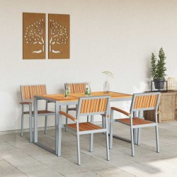 Ensemble de salle à manger pour jardin 5 pcs Gris 508539508539