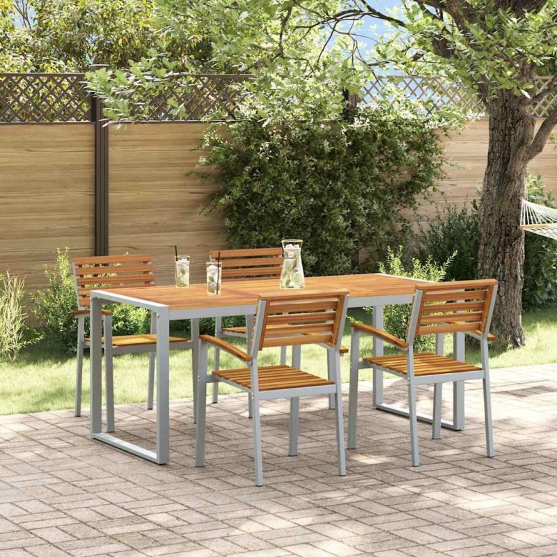 Ensemble de salle à manger pour jardin 5 pcs Gris 508541508541