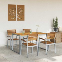 Ensemble de salle à manger pour jardin 5 pcs Gris 508542508542