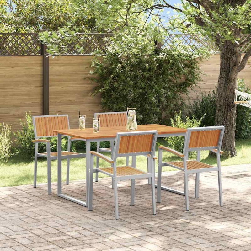 Ensemble de salle à manger pour jardin 5 pcs Gris 508545508545