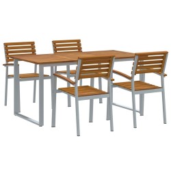 Ensemble de salle à manger pour jardin 5 pcs Gris 508547508547