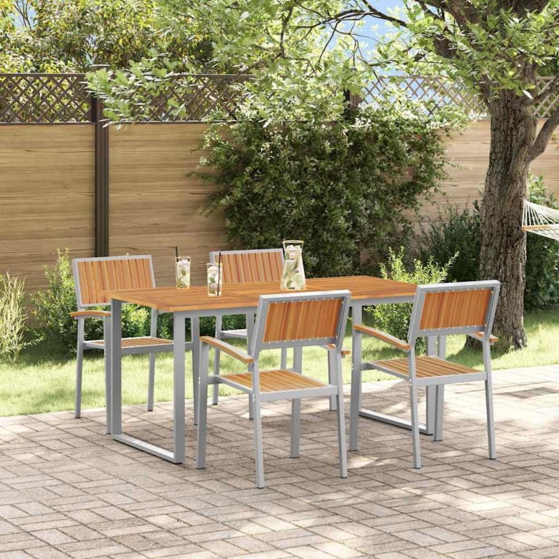 Ensemble de salle à manger pour jardin 5 pcs Gris 508549508549