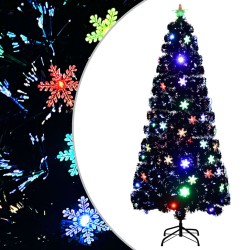 Sapin de Noël et flocons de neige LED Noir 180 cm Fibre optique 508579508579