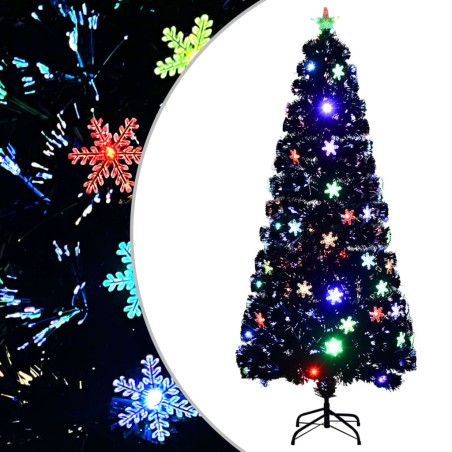Sapin de Noël et flocons de neige LED Noir 180 cm Fibre optique 508579508579