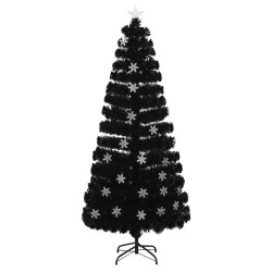 Sapin de Noël et flocons de neige LED Noir 180 cm Fibre optique 508579508579