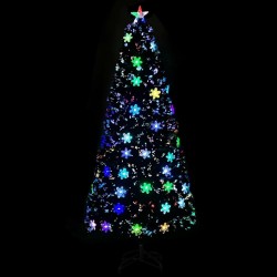 Sapin de Noël et flocons de neige LED Noir 180 cm Fibre optique 508579508579