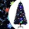 Sapin de Noël et flocons de neige LED Noir 120 cm Fibre optique 508580508580
