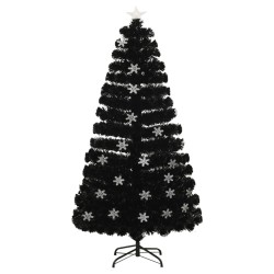 Sapin de Noël et flocons de neige LED Noir 120 cm Fibre optique 508580508580