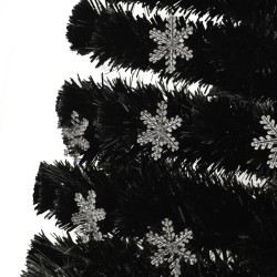Sapin de Noël et flocons de neige LED Noir 120 cm Fibre optique 508580508580