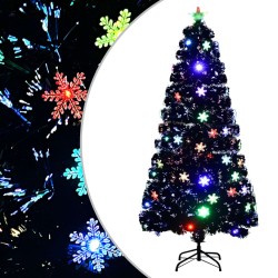 Sapin de Noël et flocons de neige LED Noir 150 cm Fibre optique 508581508581