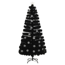 Sapin de Noël et flocons de neige LED Noir 150 cm Fibre optique 508581508581