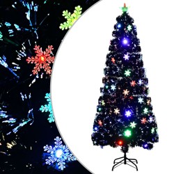 Sapin de Noël et flocons de neige LED Noir 210 cm Fibre optique 508582508582
