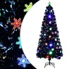 Sapin de Noël et flocons de neige LED Noir 210 cm Fibre optique 508582508582