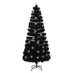 Sapin de Noël et flocons de neige LED Noir 210 cm Fibre optique 508582508582