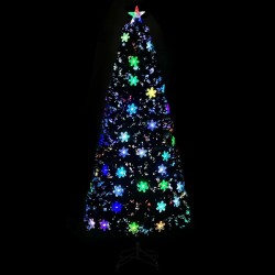 Sapin de Noël et flocons de neige LED Noir 210 cm Fibre optique 508582508582