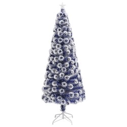 Arbre de Noël artificiel pré-éclairé blanc/bleu fibre optique 508648508648