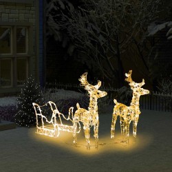 Décoration de Noël Rennes et traîneau 160 LED 130 cm Acrylique 508649508649