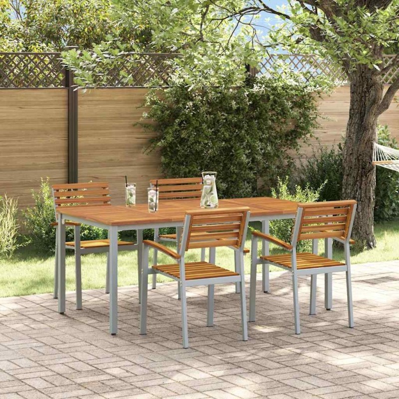 Ensemble de salle à manger pour jardin 5 pcs Gris 508657508657
