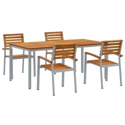 Ensemble de salle à manger pour jardin 5 pcs Gris 508657508657