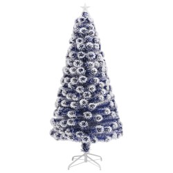 Arbre de Noël artificiel pré-éclairé blanc/bleu fibre optique 508659508659